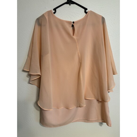 Calvin Klein XL Pink Sleeveless Top with Sheer Cover Flowy Beachy Fairy - Picture 2 of 5